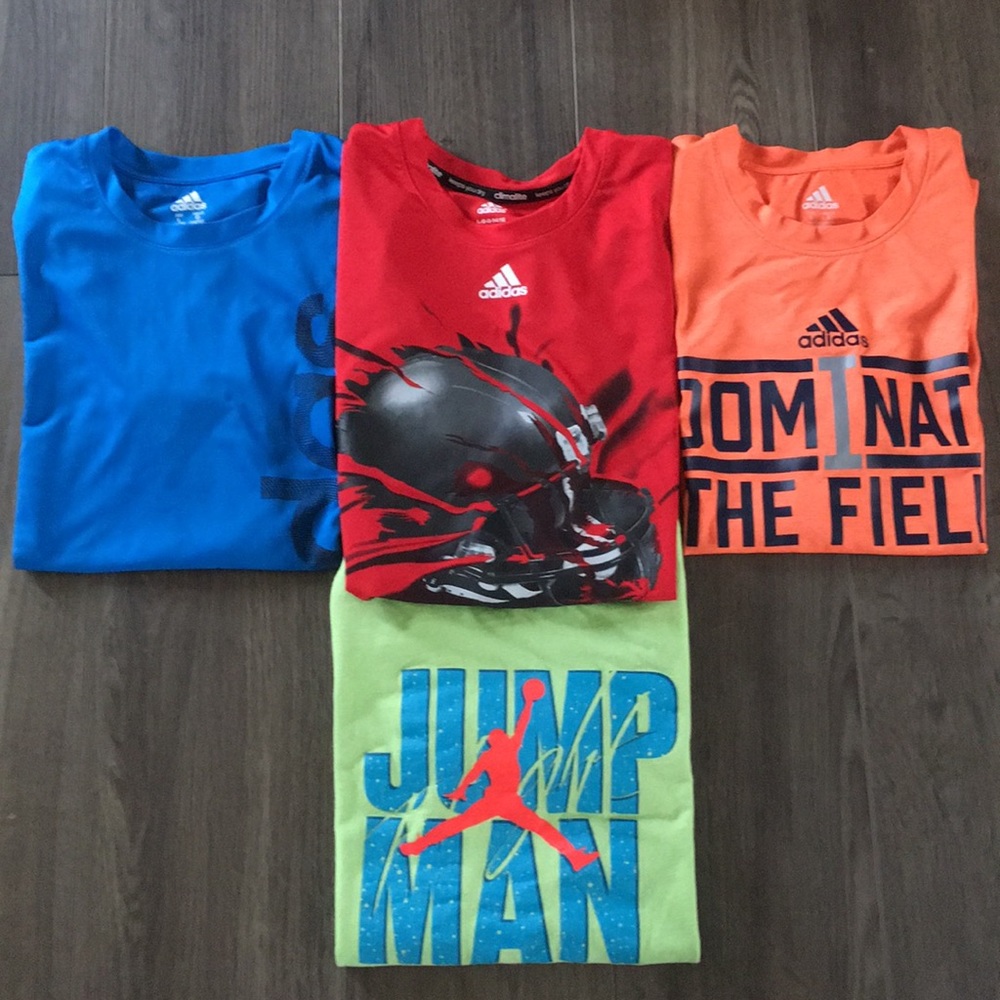 4 Piece Boys Adidas and Jordan Shirt Bundle